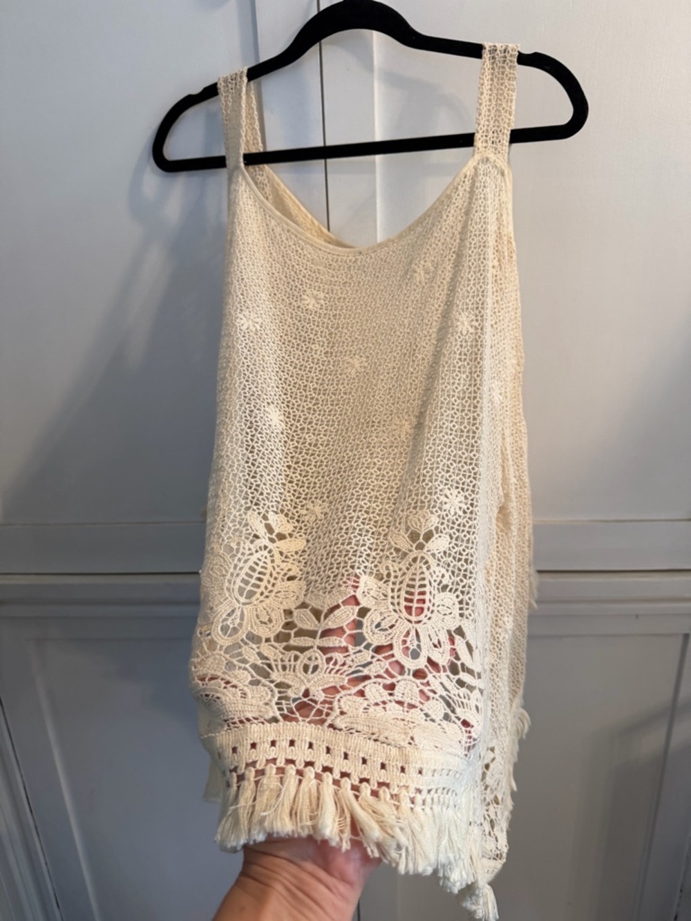 VENUS Cream Crochet Fringe Tank - Picture 5 of 5